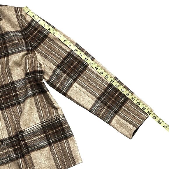 Evan Picone Blazer Jacket Women Size 12 Plaid Wool Blend Brown Career Casual Vtg - Picture 11 of 13